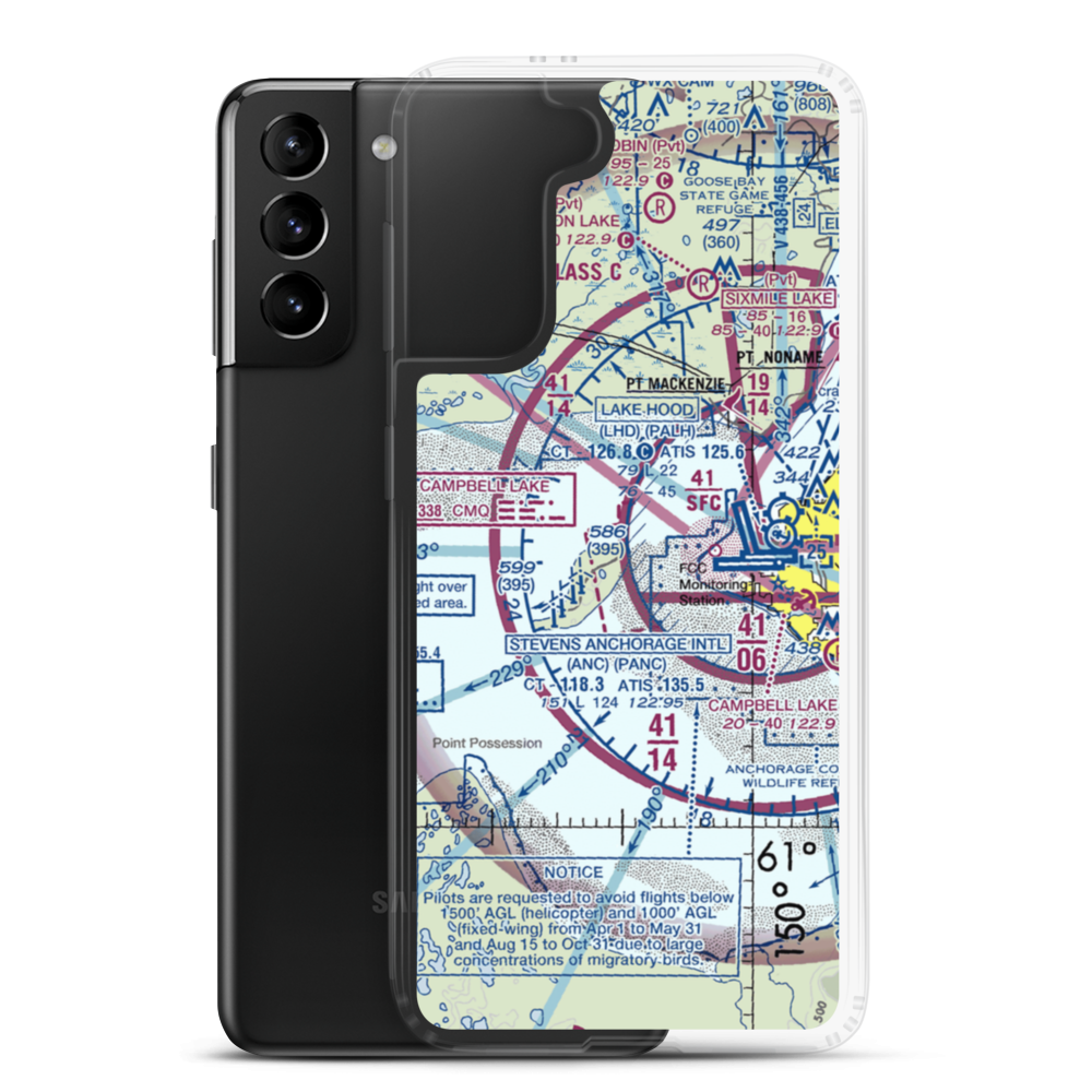 Fire Island Airport (6AK5) VFR Sectional Samsung Case Samsung Galaxy S21 Plus model shown