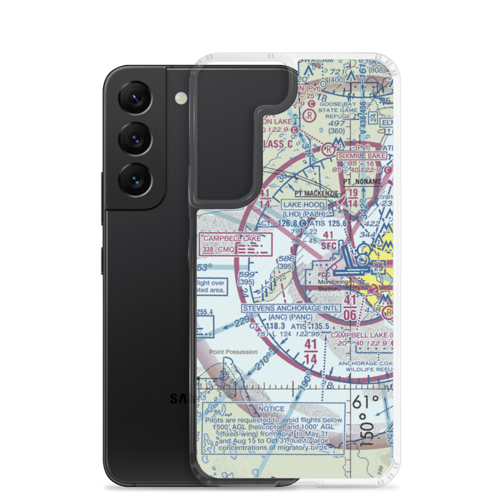 Fire Island Airport (6AK5) VFR Sectional Samsung Case Samsung Galaxy S22 model shown