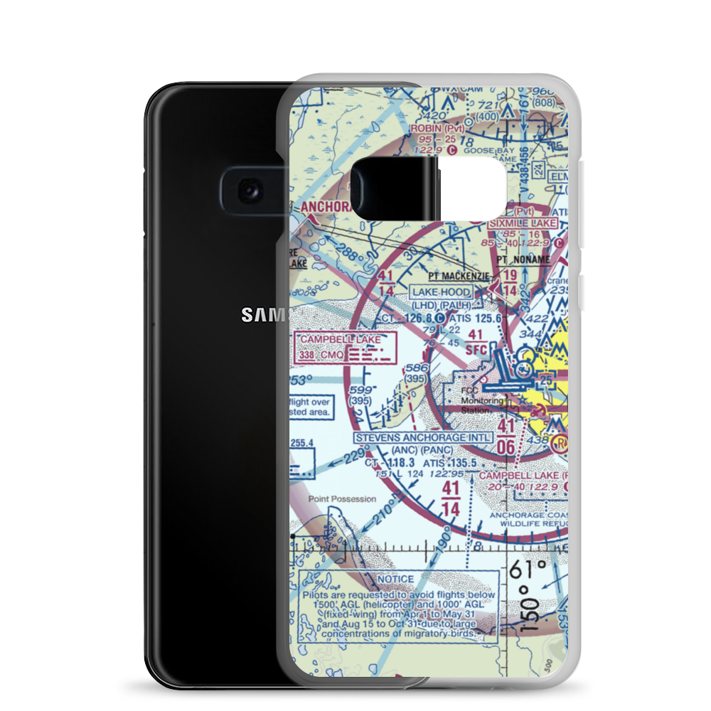 Fire Island Airport (6AK5) VFR Sectional Samsung Case Samsung Galaxy S10e model shown