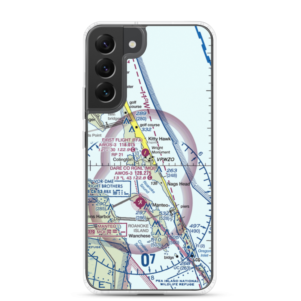 First Flight Airport (FFA) VFR Sectional Samsung Case Samsung Galaxy S22 Plus model shown