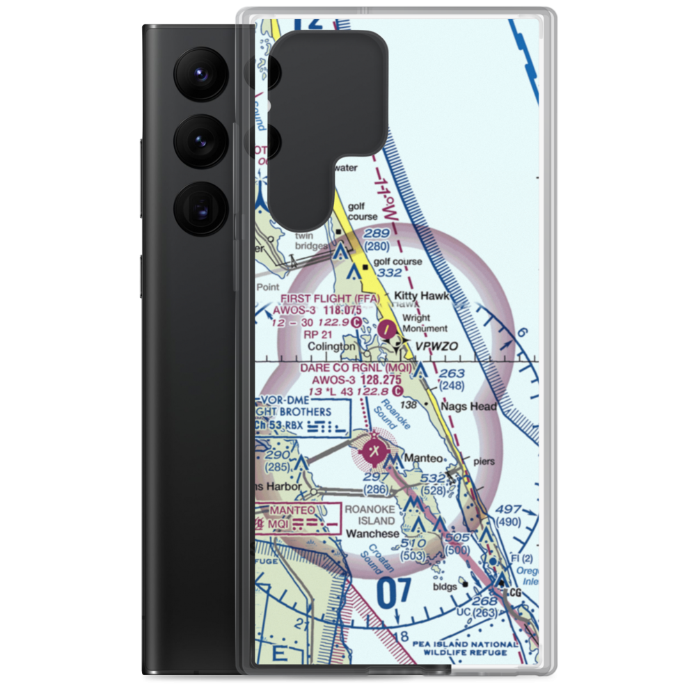 First Flight Airport (FFA) VFR Sectional Samsung Case Samsung Galaxy S22 Ultra model shown