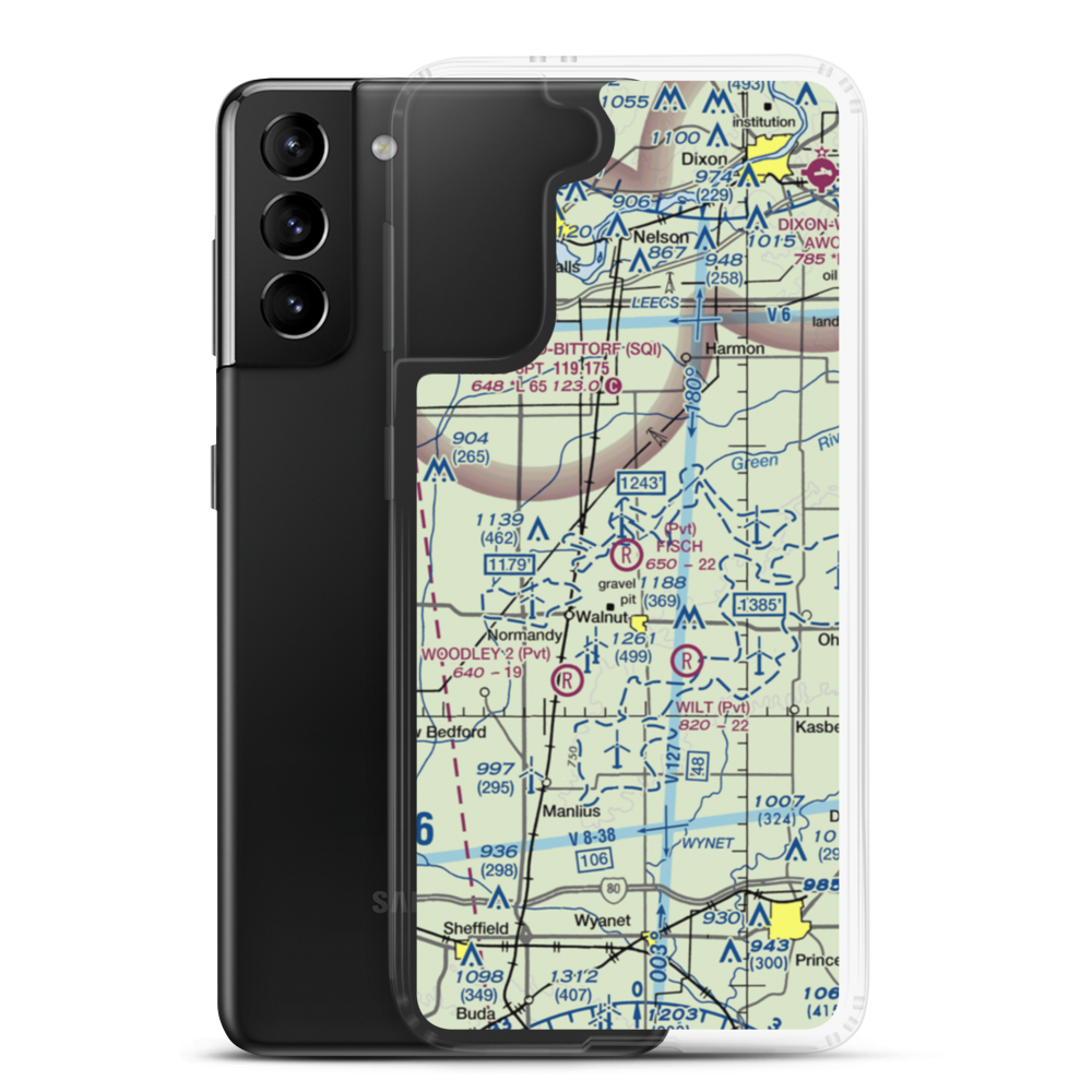 Fisch RLA Airport (IL83) VFR Sectional Samsung Case Samsung Galaxy S21 Plus model shown