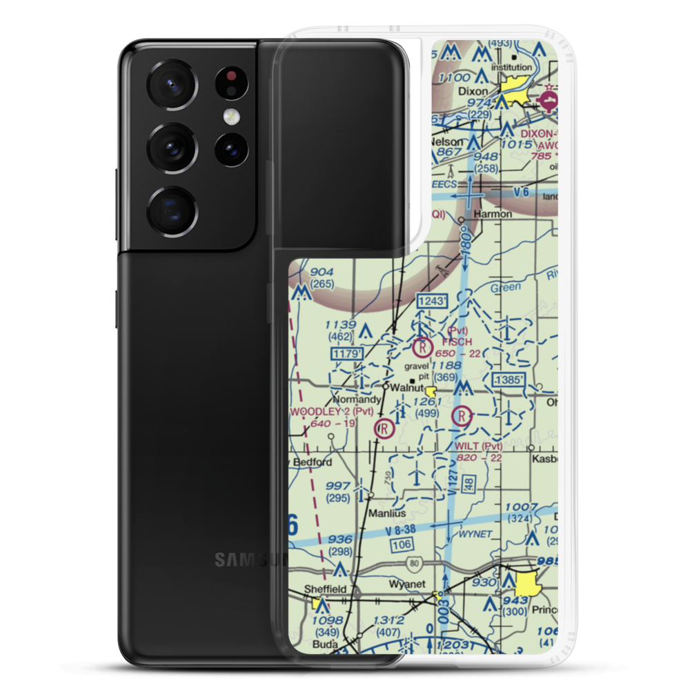 Fisch RLA Airport (IL83) VFR Sectional Samsung Case Samsung Galaxy S21 Ultra model shown