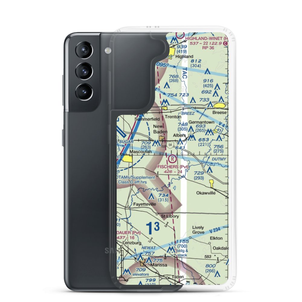 Fischer's RLA Restricted Landing Area (6LL6) VFR Sectional Samsung Case Samsung Galaxy S21 model shown