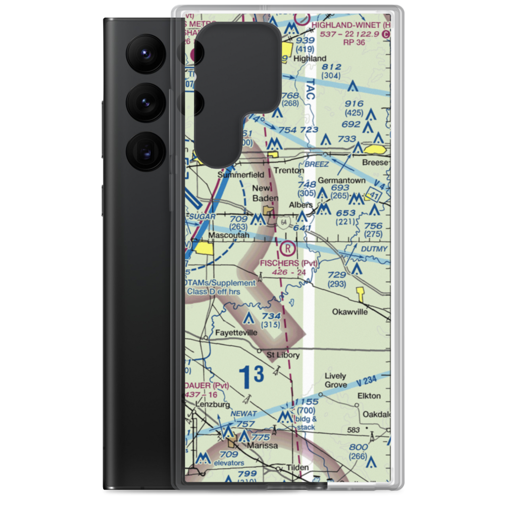 Fischer's RLA Restricted Landing Area (6LL6) VFR Sectional Samsung Case Samsung Galaxy S22 Ultra model shown