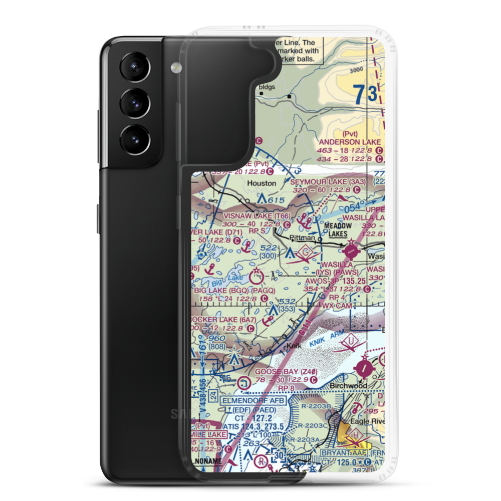Fisher Airport (08AK) VFR Sectional Samsung Case Samsung Galaxy S21 Plus model shown