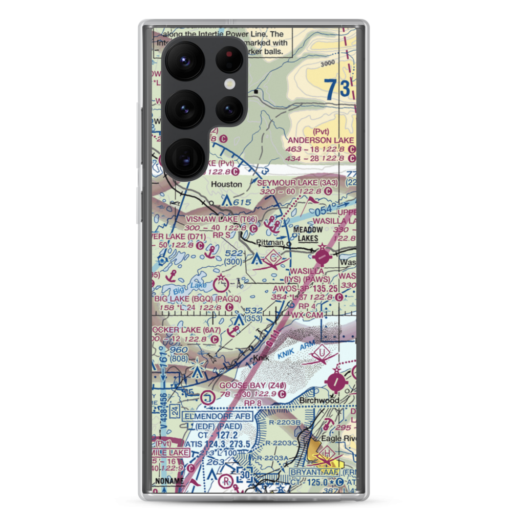 Fisher Airport (08AK) VFR Sectional Samsung Case Samsung Galaxy S22 Ultra model shown