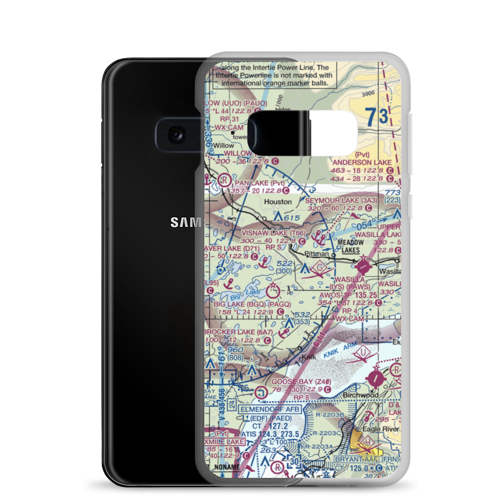 Fisher Airport (08AK) VFR Sectional Samsung Case Samsung Galaxy S10e model shown