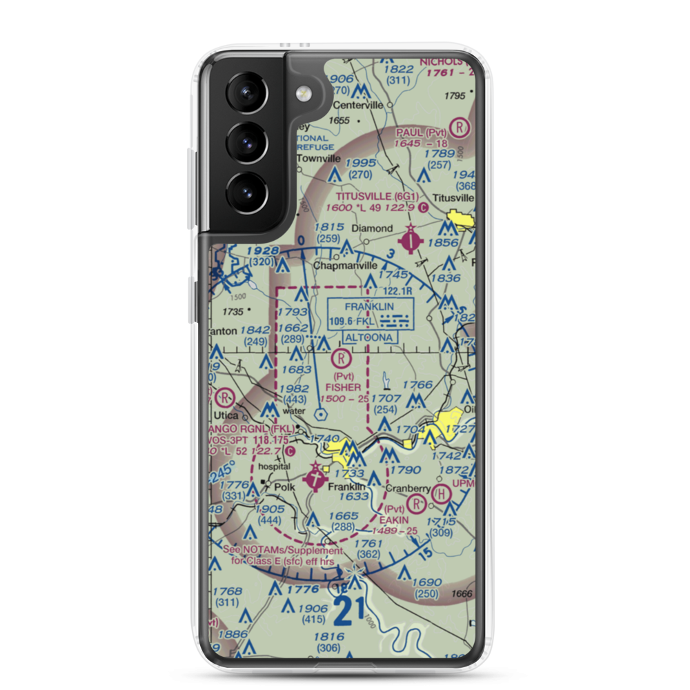 Fisher Airport (0PA5) VFR Sectional Samsung Case Samsung Galaxy S21 Plus model shown