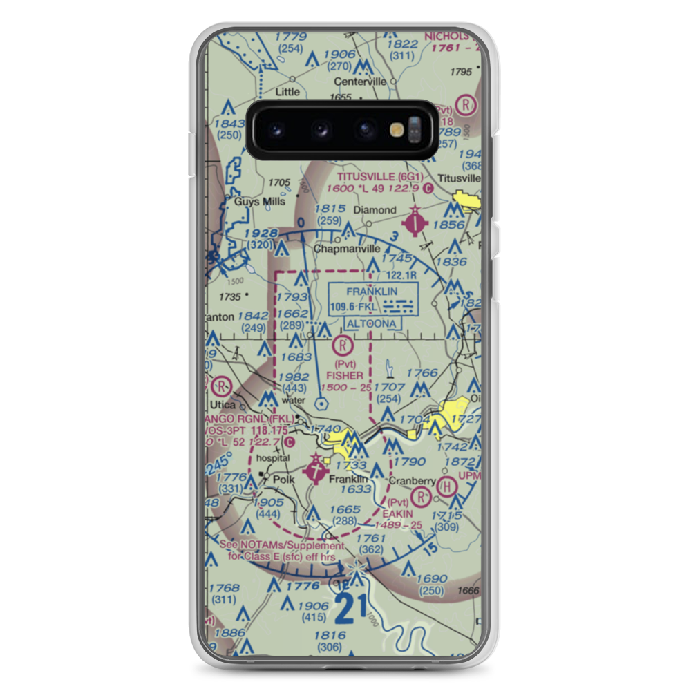 Fisher Airport (0PA5) VFR Sectional Samsung Case Samsung Galaxy S10+ model shown