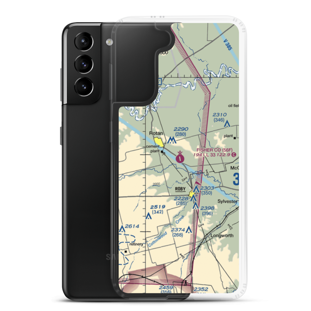 Fisher County Airport (56F) VFR Sectional Samsung Case Samsung Galaxy S21 Plus model shown
