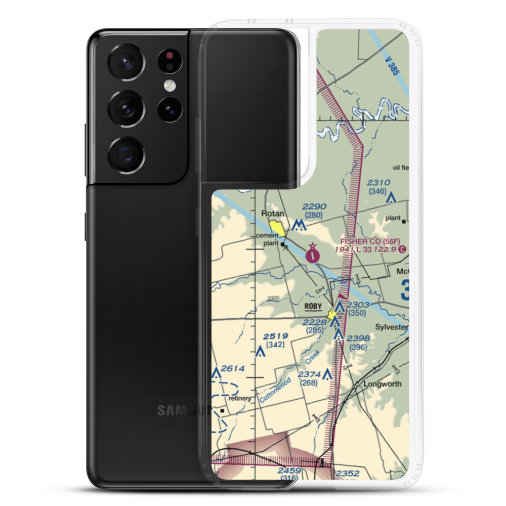 Fisher County Airport (56F) VFR Sectional Samsung Case Samsung Galaxy S21 Ultra model shown