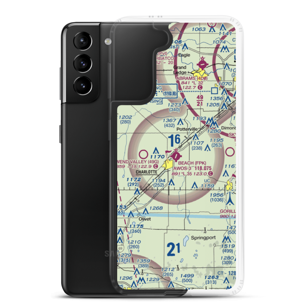 Fitch H Beach Airport (FPK) VFR Sectional Samsung Case Samsung Galaxy S21 Plus model shown
