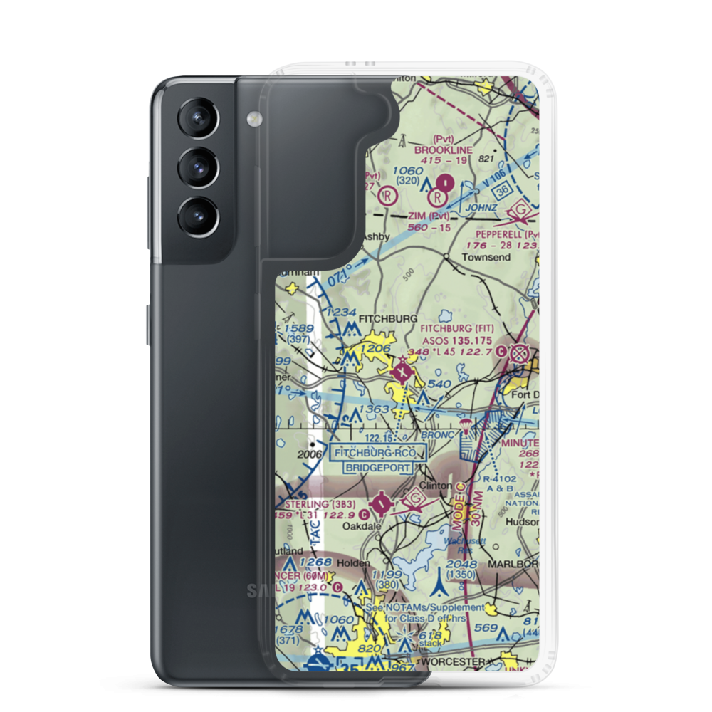 Fitchburg Municipal Airport (FIT) VFR Sectional Samsung Case Samsung Galaxy S21 model shown