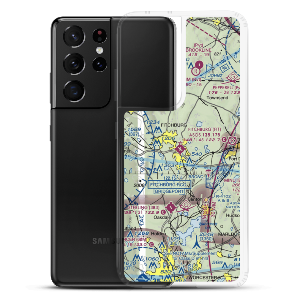Fitchburg Municipal Airport (FIT) VFR Sectional Samsung Case Samsung Galaxy S21 Ultra model shown