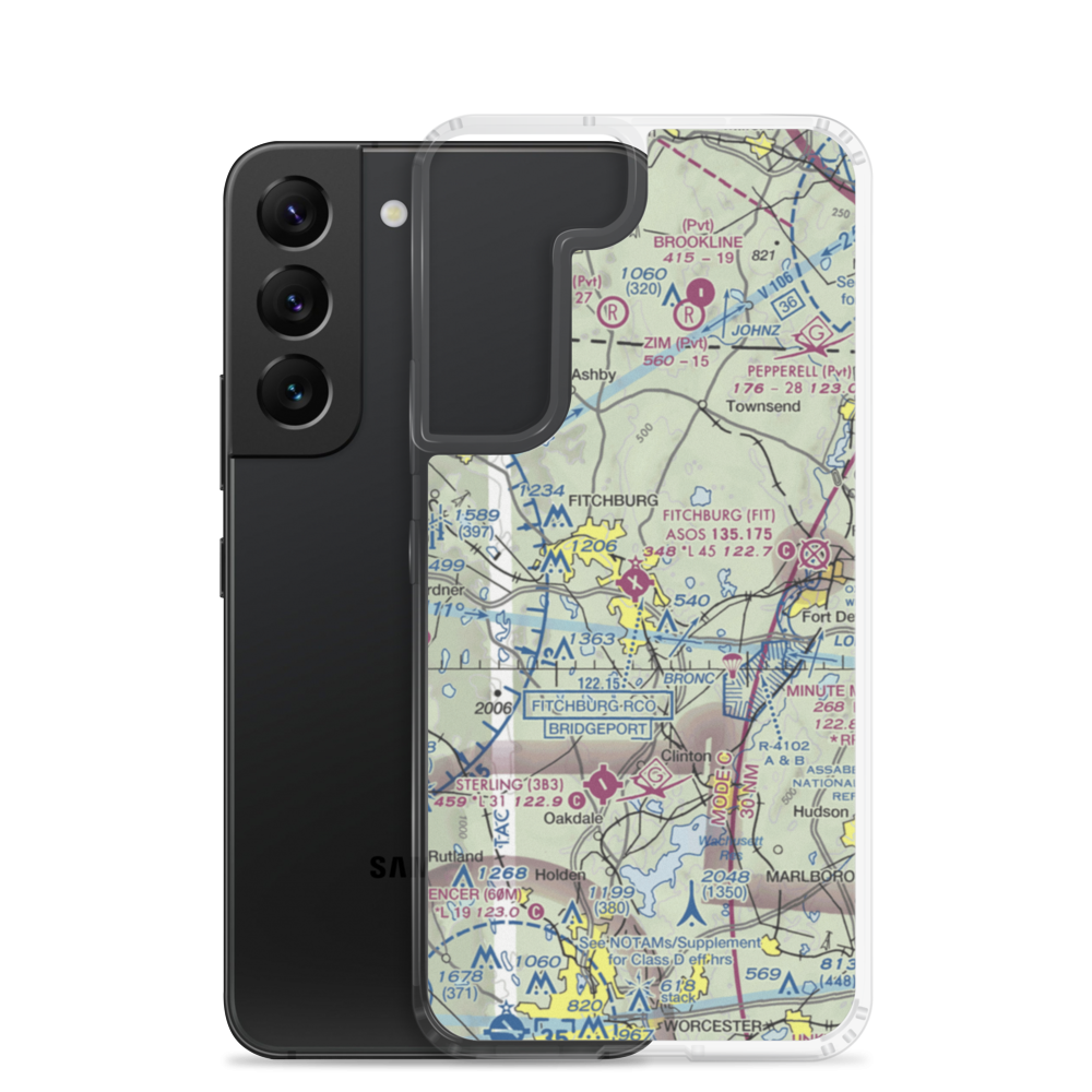 Fitchburg Municipal Airport (FIT) VFR Sectional Samsung Case Samsung Galaxy S22 model shown