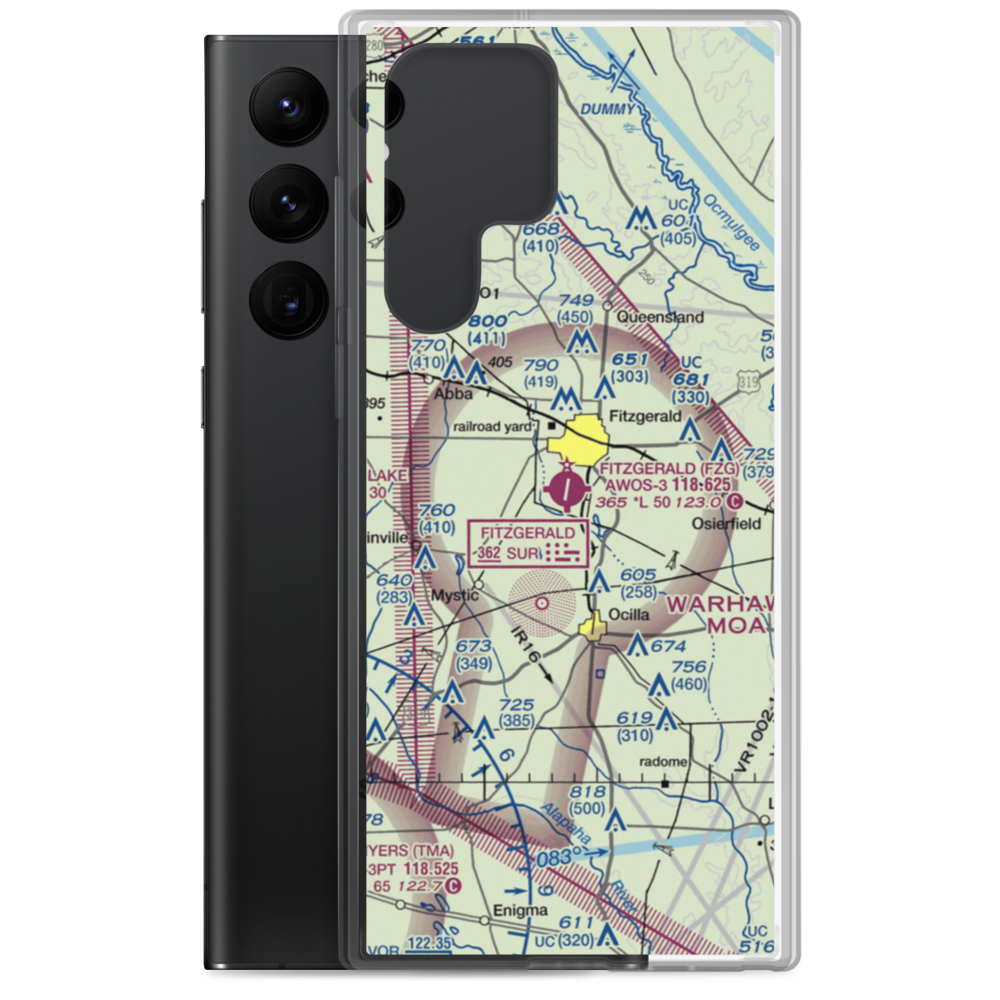 Fitzgerald Municipal Airport (FZG) VFR Sectional Samsung Case Samsung Galaxy S22 Ultra model shown