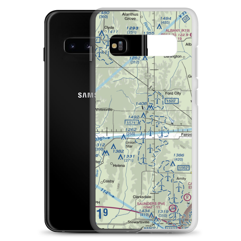 Fizzle Ridge Airport (3MO8) VFR Sectional Samsung Case Samsung Galaxy S10+ model shown