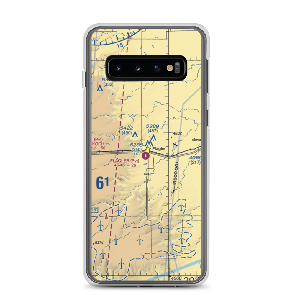 Flagler Aerial Spraying Inc Airport (CO00) VFR Sectional Samsung Case Samsung Galaxy S10 model shown