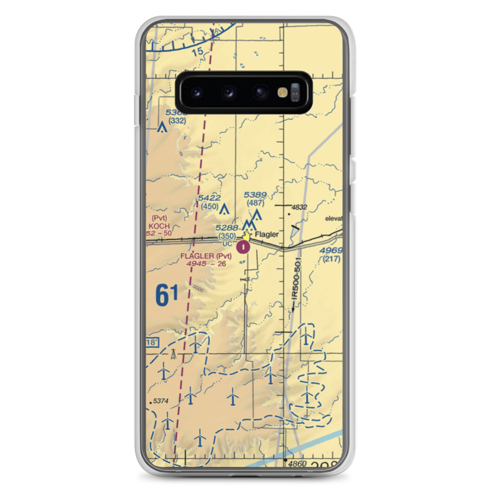 Flagler Aerial Spraying Inc Airport (CO00) VFR Sectional Samsung Case Samsung Galaxy S10+ model shown