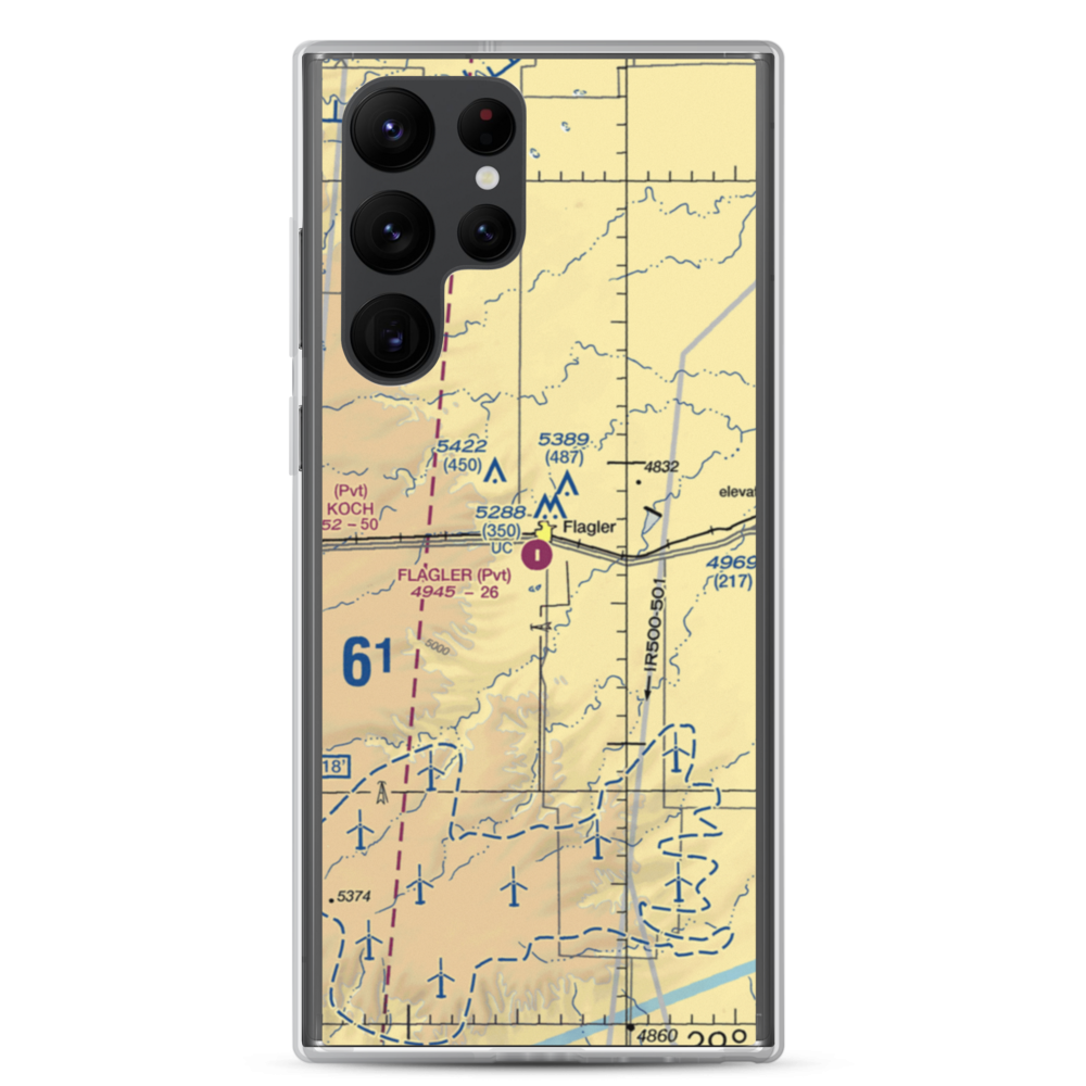 Flagler Aerial Spraying Inc Airport (CO00) VFR Sectional Samsung Case Samsung Galaxy S22 Ultra model shown