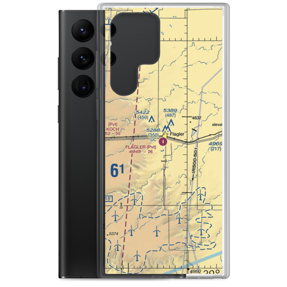 Flagler Aerial Spraying Inc Airport (CO00) VFR Sectional Samsung Case Samsung Galaxy S22 Ultra model shown
