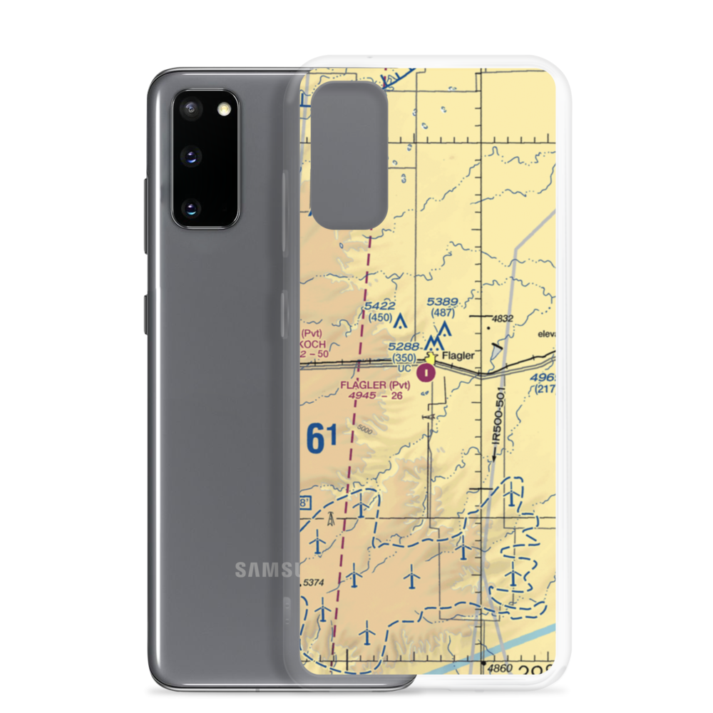 Flagler Aerial Spraying Inc Airport (CO00) VFR Sectional Samsung Case Samsung Galaxy S20 model shown