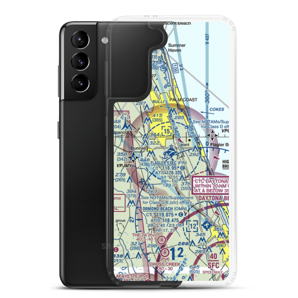 Flagler Executive Airport (FIN) VFR Sectional Samsung Case Samsung Galaxy S21 Plus model shown