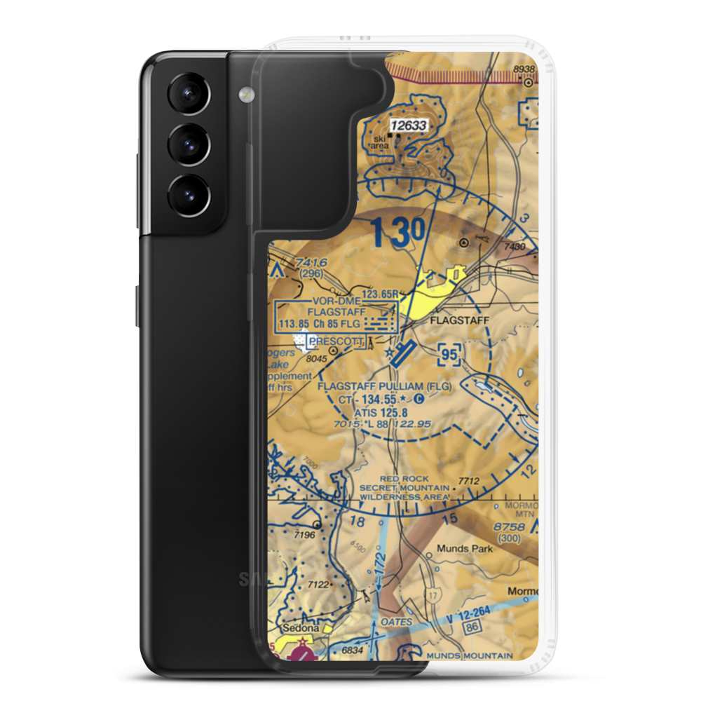 Flagstaff Pulliam Airport (FLG) VFR Sectional Samsung Case Samsung Galaxy S21 Plus model shown