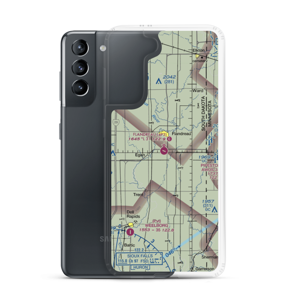 Flandreau Municipal Airport (4P3) VFR Sectional Samsung Case Samsung Galaxy S21 model shown