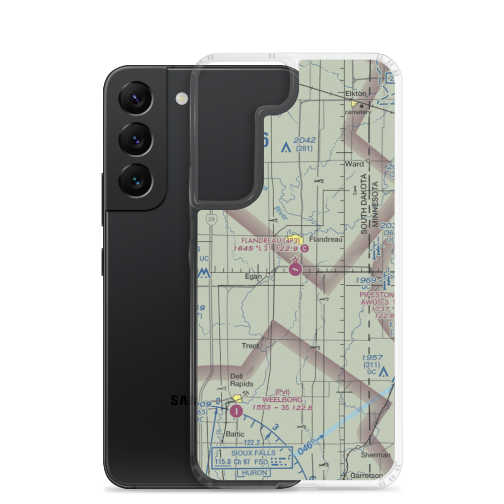 Flandreau Municipal Airport (4P3) VFR Sectional Samsung Case Samsung Galaxy S22 model shown