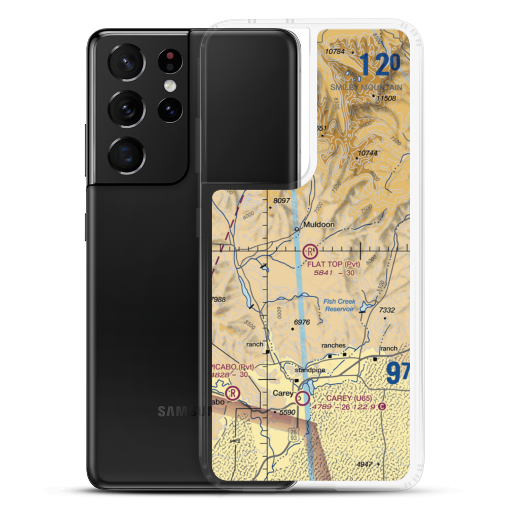 Flat Top Airstrip (10ID) VFR Sectional Samsung Case Samsung Galaxy S21 Ultra model shown