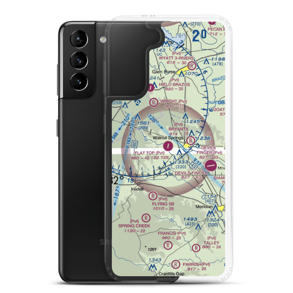 Flat Top Ranch Airport (74TE) VFR Sectional Samsung Case Samsung Galaxy S21 Plus model shown