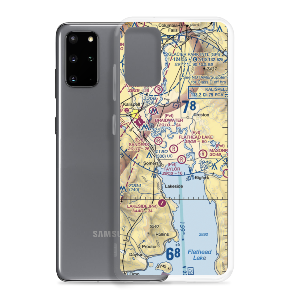 Flathead Lake Sky Ranch Airport (MT95) VFR Sectional Samsung Case Samsung Galaxy S20 Plus model shown