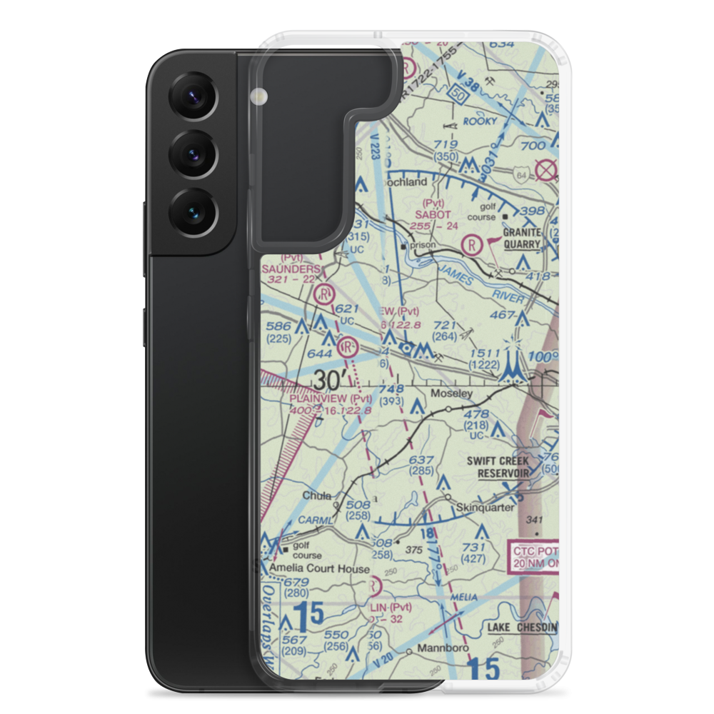 Flatrock Air Strip (0VA7) VFR Sectional Samsung Case Samsung Galaxy S22 Plus model shown
