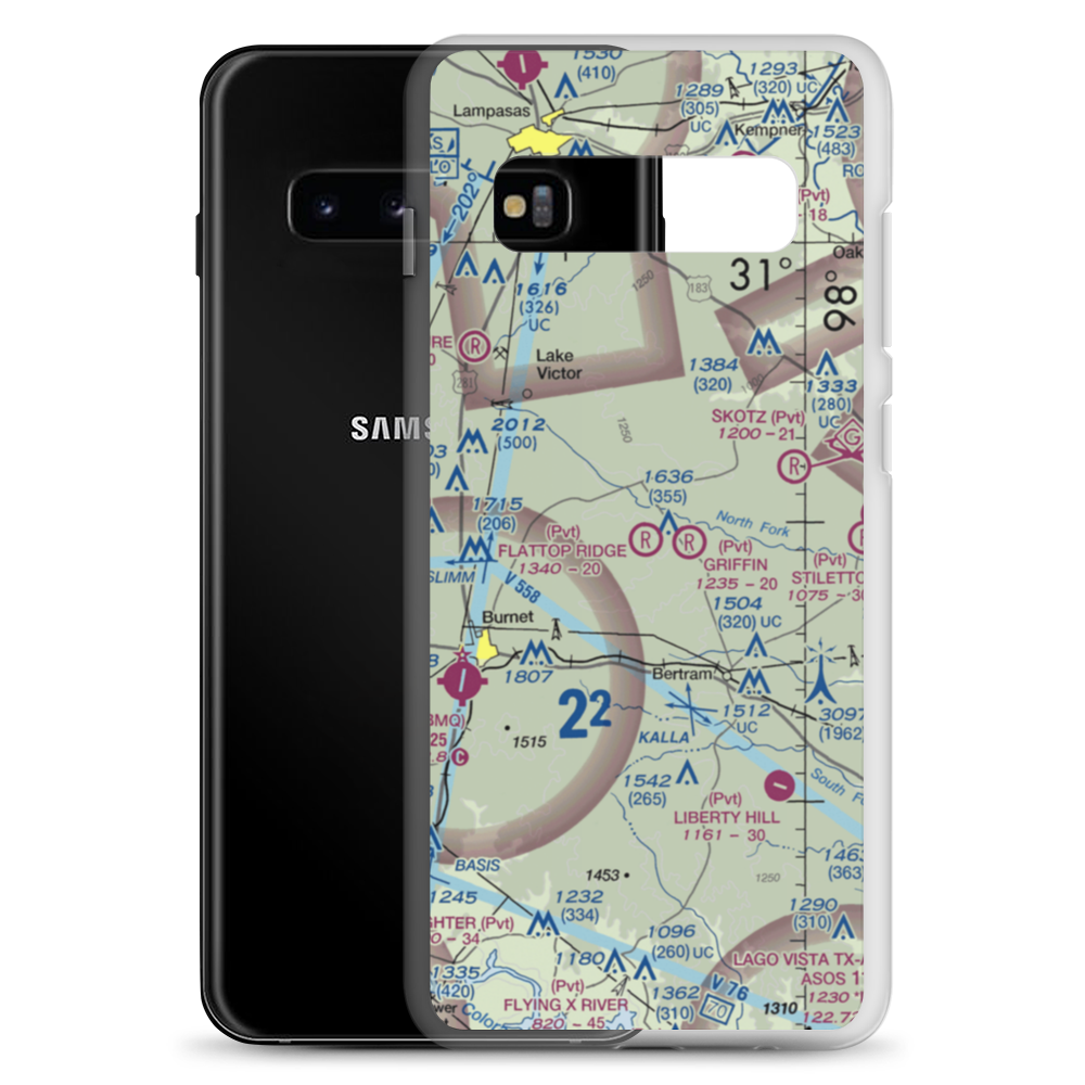 Flattop Ridge Airport (TA63) VFR Sectional Samsung Case Samsung Galaxy S10+ model shown
