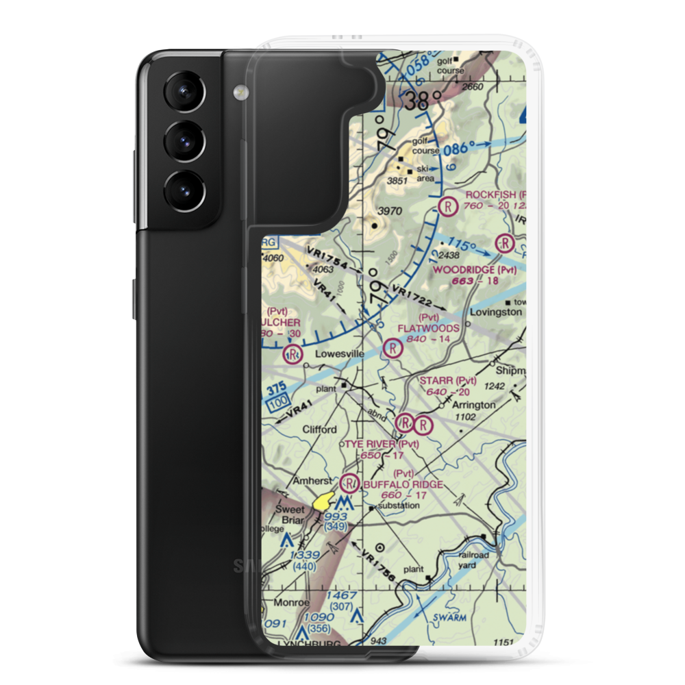 Flatwoods Airport (8VA6) VFR Sectional Samsung Case Samsung Galaxy S21 Plus model shown