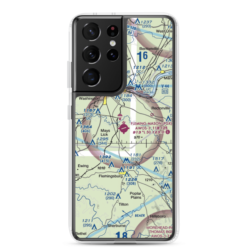 Fleming Mason Airport (FGX) VFR Sectional Samsung Case Samsung Galaxy S21 Ultra model shown