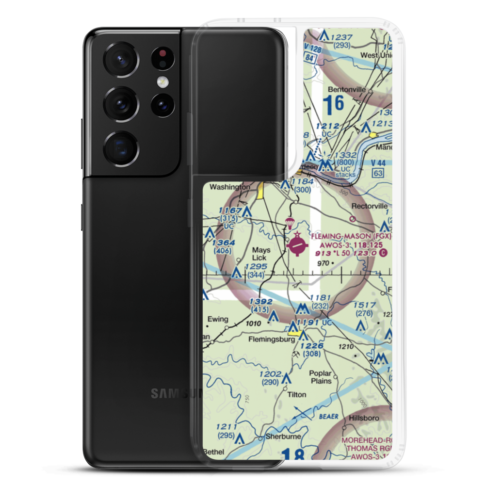 Fleming Mason Airport (FGX) VFR Sectional Samsung Case Samsung Galaxy S21 Ultra model shown