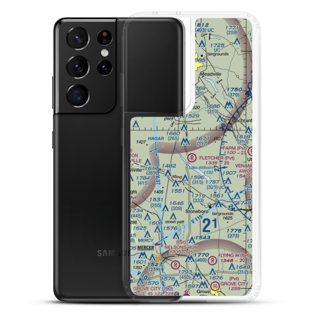 Fletcher Airport (0PN0) VFR Sectional Samsung Case Samsung Galaxy S21 Ultra model shown