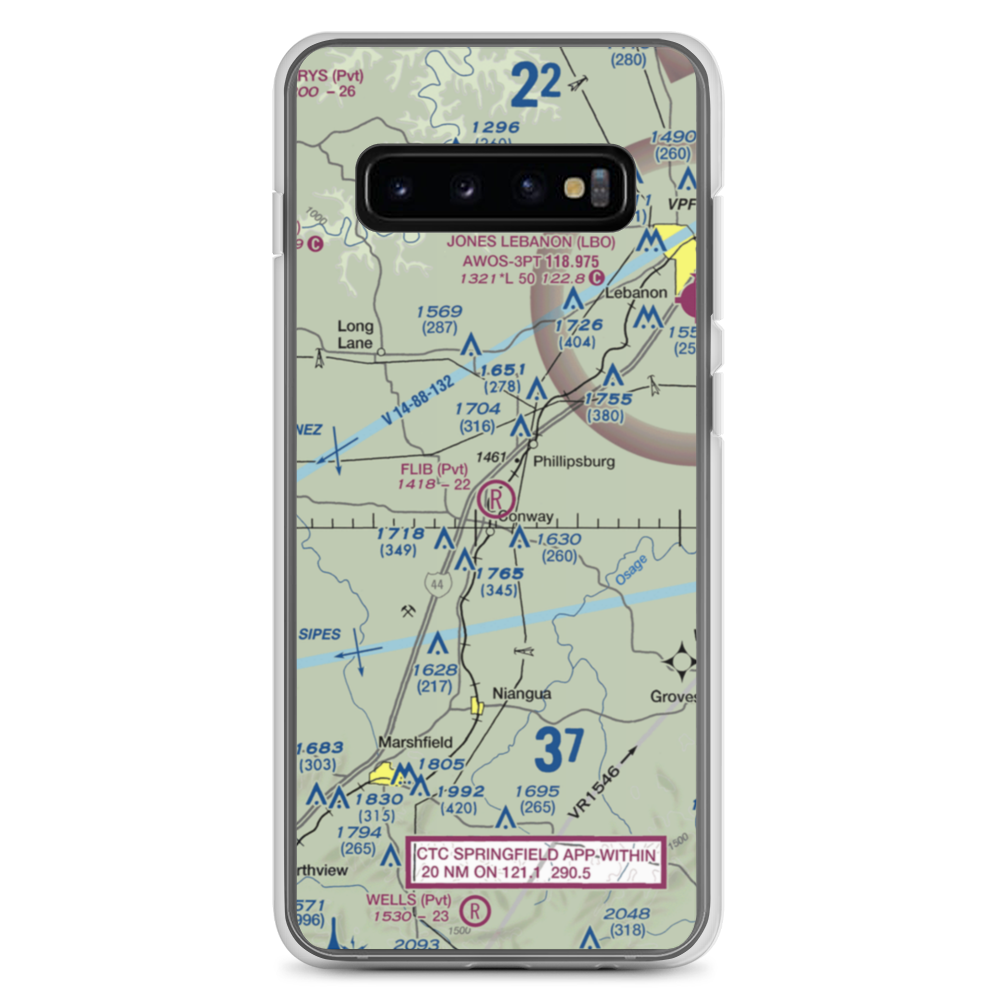 Flib Field (MU57) VFR Sectional Samsung Case Samsung Galaxy S10+ model shown