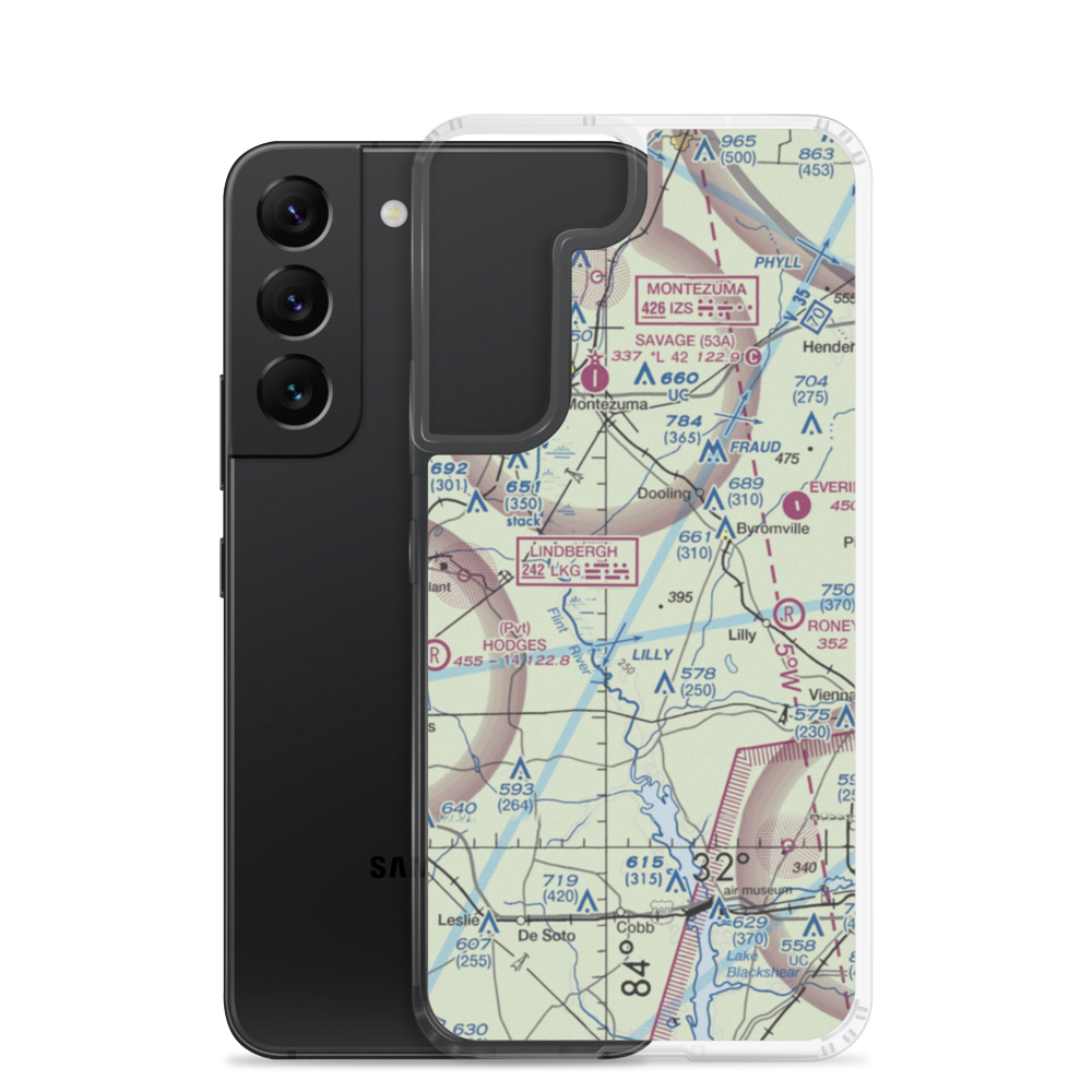 Flint River Nursery Airport (GA17) VFR Sectional Samsung Case Samsung Galaxy S22 model shown