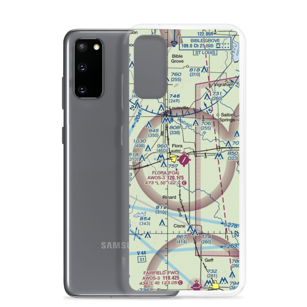Flora Municipal Airport (FOA) VFR Sectional Samsung Case Samsung Galaxy S20 model shown