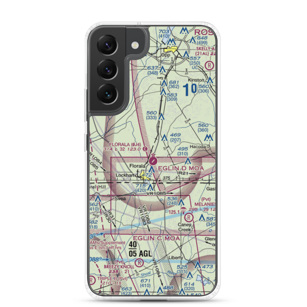 Florala Municipal Airport (0J4) VFR Sectional Samsung Case Samsung Galaxy S22 Plus model shown