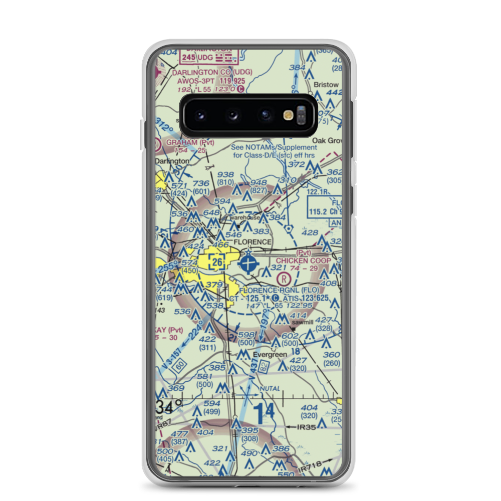 Florence Regional Airport (FLO) VFR Sectional Samsung Case Samsung Galaxy S10 model shown