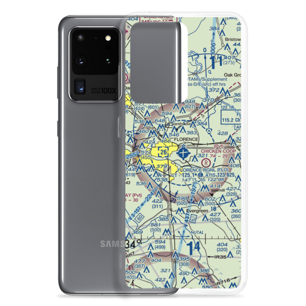 Florence Regional Airport (FLO) VFR Sectional Samsung Case Samsung Galaxy S20 Ultra model shown