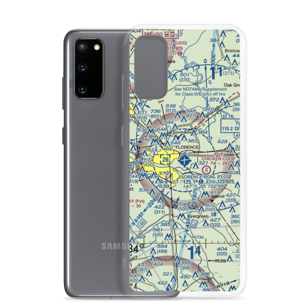 Florence Regional Airport (FLO) VFR Sectional Samsung Case Samsung Galaxy S20 model shown