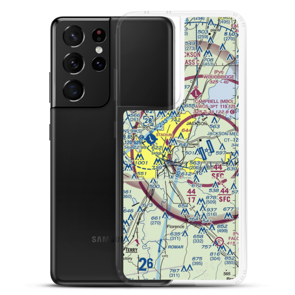 Flowood Industrial STOLport (MS90) VFR Sectional Samsung Case Samsung Galaxy S21 Ultra model shown