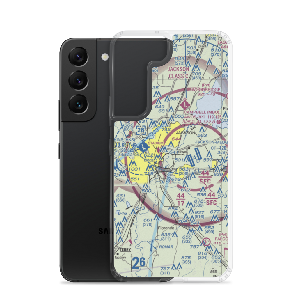 Flowood Industrial STOLport (MS90) VFR Sectional Samsung Case Samsung Galaxy S22 model shown
