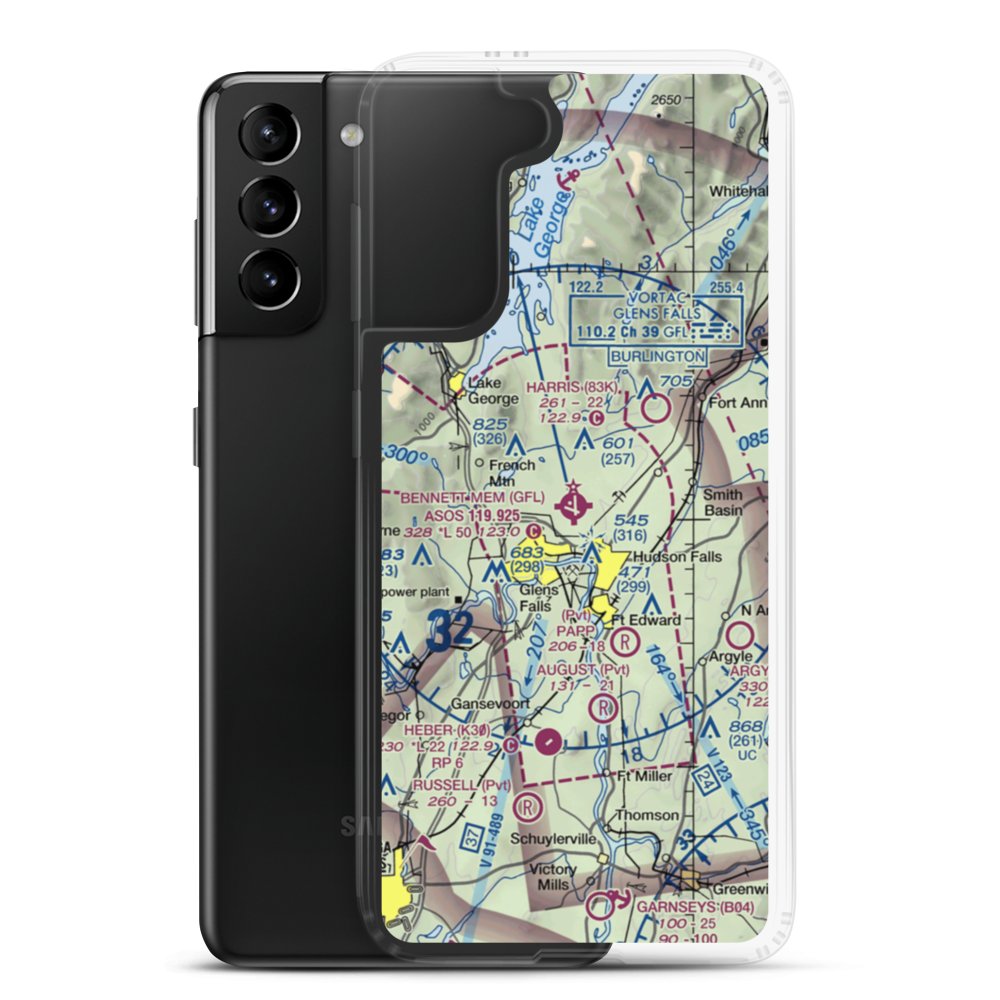 Floyd Bennett Memorial Airport (GFL) VFR Sectional Samsung Case Samsung Galaxy S21 Plus model shown